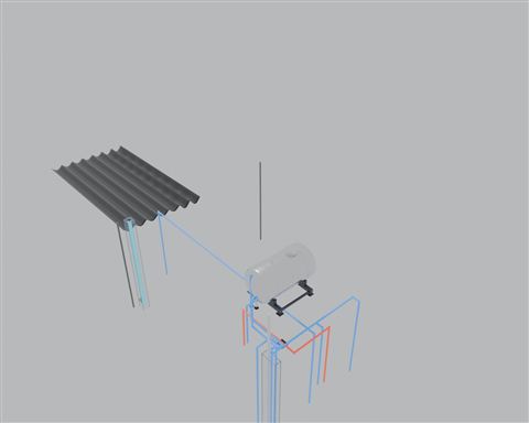 Roof and water tank: water pipes
