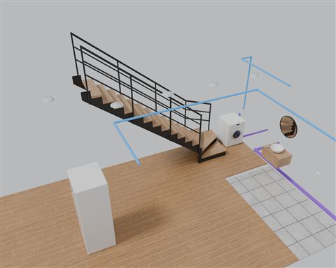 Floor-1 corridor and stair: water pipes