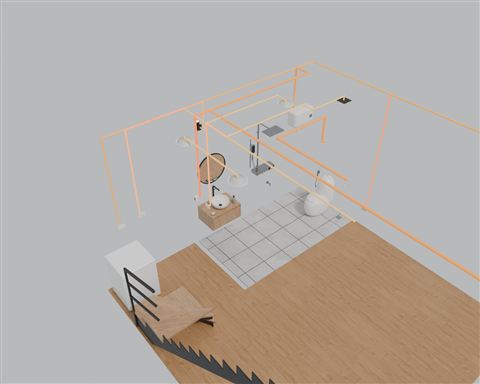 WC1, corridor and washing machine: electrical wiring