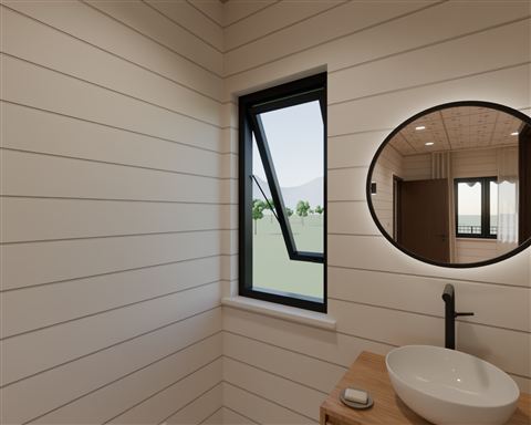 Rear opening glass window, inside
