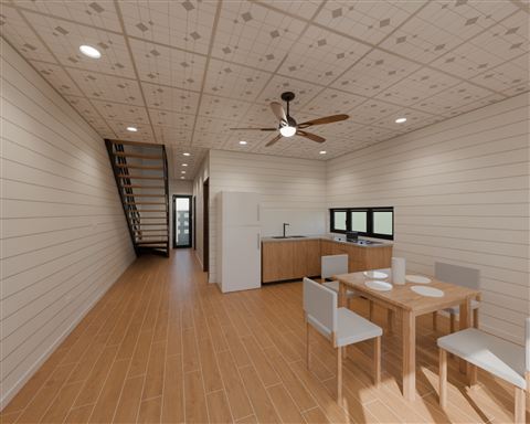 Floor 1: living and kitchen