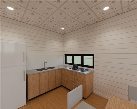Kitchen and low strip window