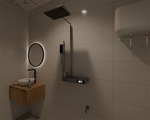 Floor 1 shower set: gunmetal thermostatic panel