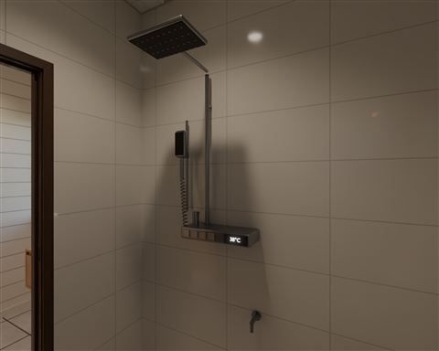 Floor 2 shower set: gunmetal thermostatic panel