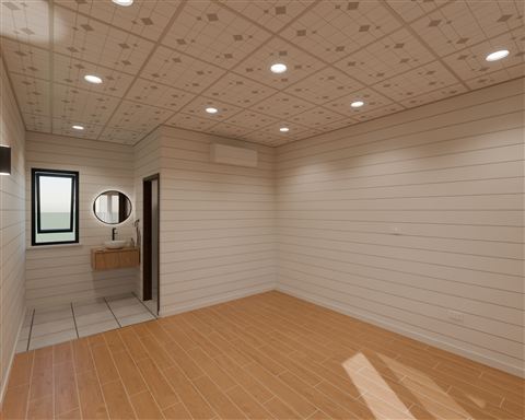Floor 2: wash-basin alcove, waterproof tile