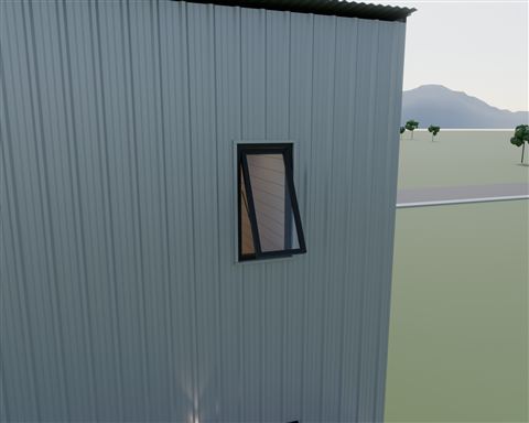 Rear opening glass window, outside