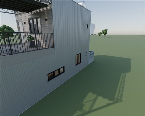 B side: panels, windows, flush fence