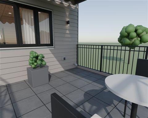 Terrace: B corner spout, socket and lamp